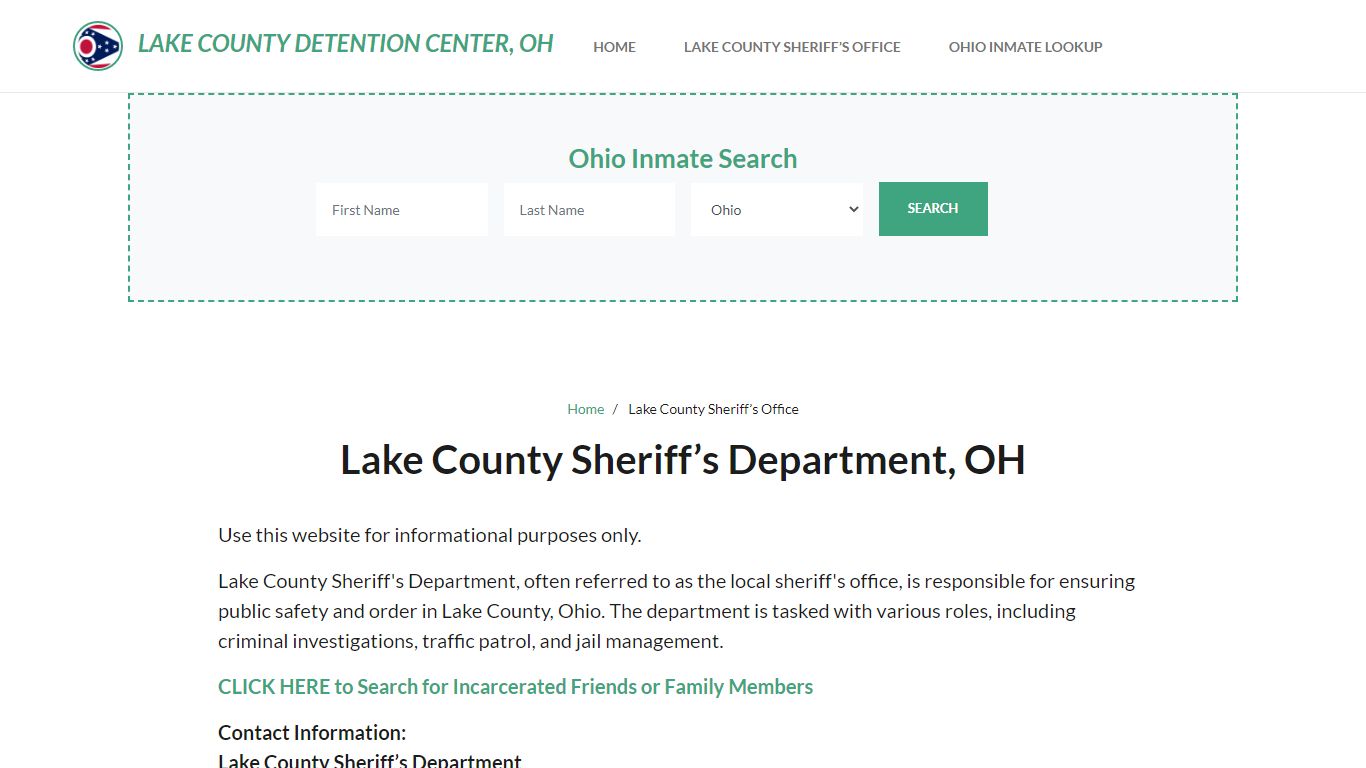 Lake County Sheriff Department, OH Arrests, Warrant Lookup